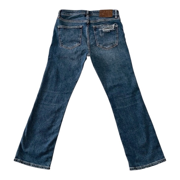 Free People Womens Boho Distressed Mid Rise Blue Jeans Straight Leg Crop Sz 28 - Picture 2 of 8